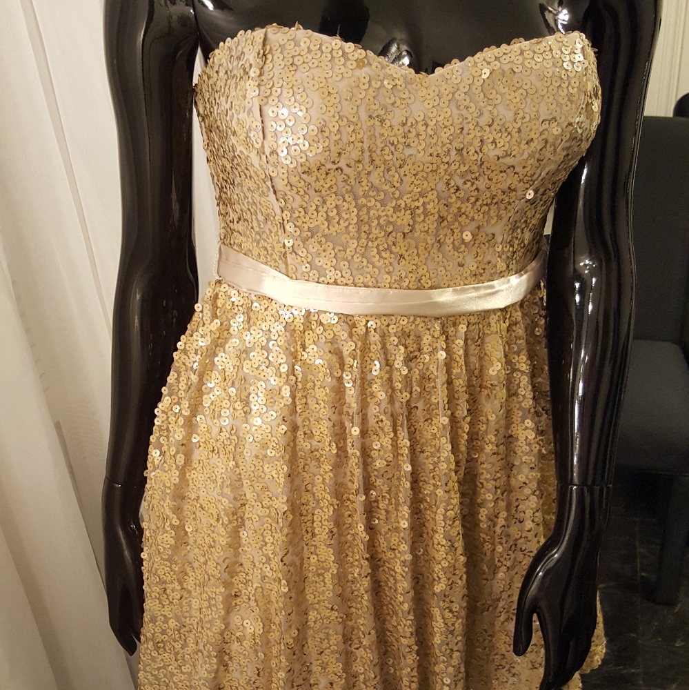 Gold Sequin City Triangle Cocktail Dress
